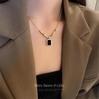 ราคา สร้อยคอไทเทเนียม จี้พร้อมสร้อยสีทอง จี้รูปสี่เหลี่ยม เครื่องประดับ สไตล์เกาหลี พร้อมส่งจากไทย (21604889619)