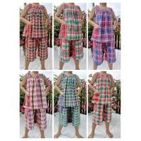 ราคา ชุดเซทเสื้อคอกระเช้าผ้าขาวม้าผ้าฝ้าย 100 ชุดสำหรับผู้สูงอายุ ชุดคนอ้วน (16581299162)