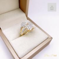 ราคา แหวนเพชรหน้ากว้างกระจุกดอกไม้สามวง ขนาดฟรีไซค์ สวยเด่นเต็มหน้านิ้ว (21537045648)