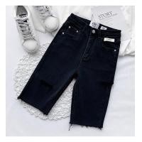 ราคา กางยีนส์สามส่วน เอวสูง ผ้ายืด ขาดข้าง มี2 สี กางเกงยีนส์ขาสั้น มีไซส์ S XL (21733880908)