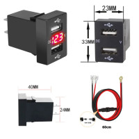 ราคา QC3 0จอแสดงผลแรงดันไฟฟ้าแบบดิจิตอลชาร์จแบตรถกับสอง USB 12V สำหรับการรุ่นรถยนต์ของ Yota (19864769236)