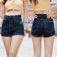 ราคา กางเกงยีนส์ผู้หญิง กางเกงยีนส์ขาสั้น แบบเรียบ เอวสูง ผ้าไม่ยืด สีดำมิดไนท์ (16170902824)