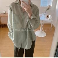 ราคา 2821เสื้อเซิ้ตผู้หญิง เชิ้ตชีฟอง แต่งกระเป๋า สไตล์เกาหลี บางเบา ใส่สบาย ผ้าไม่ร้อน Brown yellow white green pink freesize (11829910065)