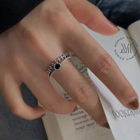 ราคา แหวนเงินแท้ Black Diamond แหวนเพชรสีดำนำโชค แหวนมงคล แหวนผู้หญิง แหวนพลอย แหวนไพลิน แหวนปรับขนาดได้ แหวนหิน (21458237794)