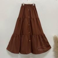 ราคา Long skirt กระโปรงผู้หญิง กระโปรงยาว ทรงบาน เอวยางยืด กระโปรงทรงลำลอง รุ่นกระดูมหน้า 3ชั้น ผ้าไหมอิตาลี ผ้าไม่ร้อน ใส่สบายSK A119 (15186628308)
