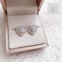 ราคา ต่างหูเพชรกระจุกรูปหัวใจใหญ่ล้อมเพชรเพิ่มความหรู ขนาดประมาณ1 5cm (21493788518)
