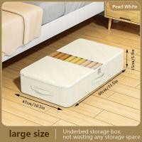 ราคา เตียงนอนใต้กระเป๋าเก็บของ1ชิ้น เสื้อผ้าพกพาเสื้อผ้าและผ้านวมการจัดระเบียบด้วยการออกแบบหน้าต่างที่ชัดเจนและลิ้นชัก ชุดสีเทาหมอกควันสีขาวมุก เหมาะสำหรับของเล่นและการจัดระเบียบเสื้อผ้า (21151892968)