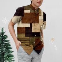 ราคา เสื้อเบลาส์เสื้อแขนสั้นสำหรับหน้าร้อนเสื้อเชิ้ตผู้ชายลายสก็อตวินเทจเสื้อลำลองแนวสตรีท2024 (21517203886)