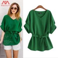 ราคา Mbeauty เสื้อเบลาส์ผ้าชีฟองของผู้หญิงเสื้อเชิ้ตเสื้อคลุมทรงหลวมแขนปีกค้างคาวเดินชายหาด (14112060385)