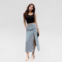 ราคา Closet Crush Maxi skirt with front slit detail Blue กระโปรงยาวดีเทลผ่าหน้า (21381942905)