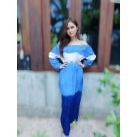 ราคา เดรสยาวปาดไหล่มัดย้อม4 (800626392)