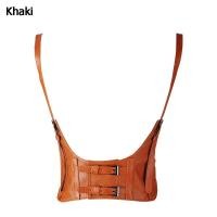 ราคา MEMGOUO กอธิค หัวเข็มขัดคู่ หนังเทียม ปรับ Underbust Corset Cincher Crop Top เข็มขัดเอวเสื้อกั๊ก (19323647439)