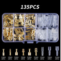 ราคา หางปลาทองเหลือง 135ชิ้น กล่อง แบนเมีย แบนผู้ ปลอกยาง แบน กลาง จิ๋ว ขนาด6 3 4 8 2 8มิล รุ่นหนา ไม่รวมค่าขนส่ง อย่างดี เกรดเอ ต่อสายไฟ เชื่อมสายไฟ หางปลาแฉก หางปลากลม แฉกเปลือย กลมเปลือย หางปลา แฉกหุ้ม 