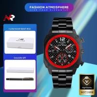 ราคา นาฬิกาข้อมือควอตซ์แนวสปอร์ตของผู้ชายกันน้ำปฏิทินนาฬิกาสแตนเลสเรืองแสงพร้อมชุดกล่องปากกาเซ็นชื่อตามต้องการ (21528984306)