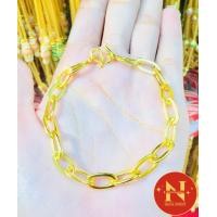 ราคา สร้อยข้อมือลายโซ่ ฝรั่งแบน ขนาด 1 สลึง 2 สลึง1 บาท ทองหุ้ม ทองชุบ ใส่สวยเสมือนจริง by นพคุณห้างทอง (21358392345)