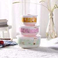 ราคา KIME พร้อมส่ง ชุดชามเซรามิค เซรามิค ชามเซรามิค พร้อมฝาปิด 3ใบ ชุด เข้าไมโครเวฟได้ ชาม ถ้วย (20541671981)