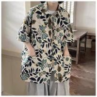 ราคา WOMA เสื้อคอวีแขนสั้นสำหรับผู้ชายเสื้อแขนสั้นพิมพ์ลายทรงหลวมแนวย้อนยุคเสื้อเชิ้ตชายหาดสไตล์ฮาวาย (21719224708)