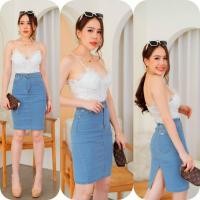 ราคา กระโปรงยีนส์ผ่าหลัง (21185745975)