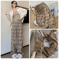 ราคา พร้อมส่ง กางเกงขายาว สไตส์ลBurberry ฟรีไซส์ เอวยางยืด ใส่สบาย ผ้าเกล็ดปลา มีกระเป๋า2ข้าง กางเกงผู้หญิง แฟชั่นลายสก๊อต (21353330511)