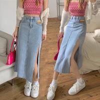 ราคา พร้อมส่ง กระโปรงยีนส์ กระโปรงยาวทรงเอง ผ่าข้าง เอวสูง ผู้หญิง สีฟ้าอ่อน แนวหวาน สไตล์เกาหลี รุ่นใหม่ (21682663319)