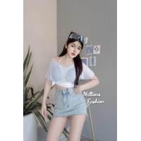 ราคา Bell เซ็ทบิกินนี่ เสื้อคลุมกล้าม ผ้าเรย่อน เสริมฟองน้ำ เสื้อคลุมมัดเอวแขนสั้น ผ้าสลาฟ้า (21497672614)