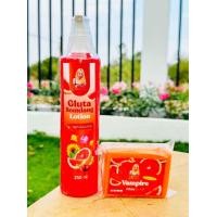 ราคา กลูต้าส้มแดงโลชั่น 1 ขวด 250 ml และสบู่แวมไพร์ 1 ก้อน ขนาด 100 g (21407152223)