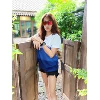 ราคา เสื้อยืดมัดย้อมคราม เสื้อมัดย้อม ลายทูโทน (723942688)