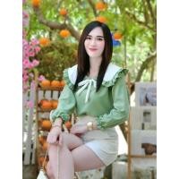 ราคา เสื้อคอบัว สีพาลเทล ผูกโบว์น่ารักๆ (21679201475)