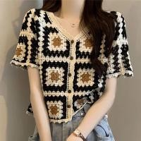 ราคา CC73 แฟชั่นเสื้อลูกไม้ เสื้อถักปักลายดอกสวยๆ เสื้อลูกไม้คอปกสวยๆ (21415479487)