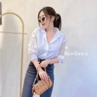 ราคา Herberty เสื้อขาวมือ1 เสื้อเชิ้ตคอปก แต่งปอมแขนยาวซีทรู เสื้อผ้าฝ้ายแต่งระบายน่ารัก (16160333920)
