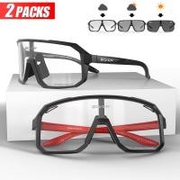 ราคา แว่นกันแดดสำหรับขับขี่แบบโฟโตโครมิก2แพ็คแว่นตาแว่นตาปั่นจักรยาน MTB จักรยานเสือภูเขาแว่นกีฬาสำหรับผู้ชายผู้หญิง (21170920675)