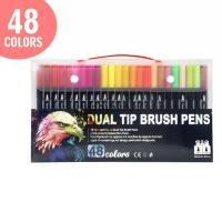 ราคา ปากกาเมจิก 2 หัว หัวพู่กัน หัวเส้นเล็ก ปากกาสีน้ำ สีสวยคมชัด 12 24 36 48 60 80 100 120 สี พร้อมส่งจากไทย (21270606985)