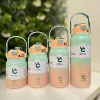 ราคา QCOOL กระบอกน้ำเก็บอุณหภูมิ 1000ml 1200ml 1500ml 1800ml สีทูโทน 2 หัวดื่ม มีหลอดในตัว (21414929356)