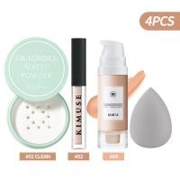 ราคา KIMUSE 4PCS Face Makeup Set Oil control Liquid Foundation Matte Loose Powder Full Coverage Concealer Spong Waterproof Long Lasting (16180676457)