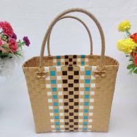 ราคา กระเป๋าสาน ตระกร้าสาน เส้นพลาสติกสาน กระเป๋าสานเส้นพลาสติก กระเป๋าถือ กระเป๋าจ่ายตลาด กว้าง13ยาว24สูง23cmขอบปากตะกร้า (21474677541)