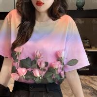 ราคา 2567เสื้อสงกรานต์ผู้หญิง เสื้อยืดลายดอกฤดูร้อน เสื้อลายดอกสงกรานต์เสื้อลายดอกสงกรานต์ (21479018504)