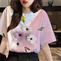 ราคา 2567เสื้อสงกรานต์ผู้หญิง เสื้อยืดลายดอกฤดูร้อน เสื้อลายดอกสงกรานต์เสื้อลายดอกสงกรานต์ (21442065386)