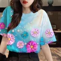 ราคา 2567เสื้อสงกรานต์ผู้หญิง เสื้อยืดลายดอกฤดูร้อน เสื้อลายดอกสงกรานต์เสื้อลายดอกสงกรานต์ (21479018539)