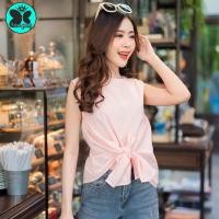 ราคา Nabee queeny เสื้อแขนกุด ผูกเอวด้านหน้า น่ารักๆ ผ้าลินินผสมฝ้าย กระดุมหลัง อก 40 นิ้ว งานป้าย proud by up (11102028009)