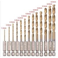 ราคา ดอกสว่าน ดอกเจาะ ชุดดอกสว่านสวมเร็วเคลือบไทเทเนียม 13 ชิ้น ขนาด 1 5 6 5mm เจาะไม้ พลาสติก อลูมิเนียม งานเหล็ก (9909437595)