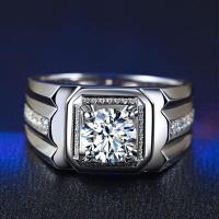 ราคา 18K White Gold Plated Diamond Ring Men Male Proposal Wedding Diamond Ring Cubic Zirconia Mens Ring (18495213833)