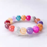 ราคา CRACKED AGATE หินเกล็ดมังกร หลากสี แบบแต่งสี ขนาด 12 มม สร้อยข้อมือหิน by siamonlineshop (19426519451)