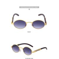 ราคา แว่นตากันแดดกรอบขนาดเล็กไม้เลียนแบบย้อนยุคสำหรับผู้หญิงผู้ชายแว่นกันแดดกรอบโลหะทรงรีเฉดสี Uv400 (20237592241)