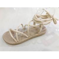 ราคา รองเท้าแตะพันขา สายผ้าลายริ้ว พันขาสูงค่ำได้ พื้นยางกันลื่น (21529574095)