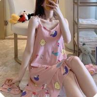 ราคา 195 ชุดนอนกระโปรง พิมลาย แฟชั่นเกาหลี สายเดี่ยว มีพร้อมผ้าปิดตา (2790456055)