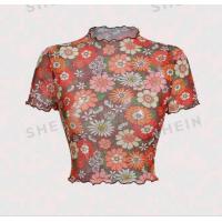ราคา พร้อมส่งจากไทย เสื้อครอป แขนสั้น ผ้าซีทรู ผ้าโปร่ง ผ้าตาข่าย เสื้อลายดอก สงกรานต์ ขอบหยัก (21548457464)