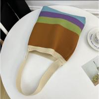 ราคา กระเป๋าสะพายไหล่แฟชั่น กระเป๋าแฟชั่นลายทางตรง งานไหมพรม พร้อมส่ง (20169586737)