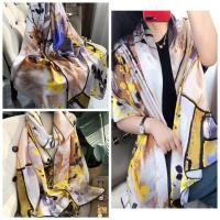 ราคา ผ้าพันคอแฟชั่น ผ้าคลุมไหล่ ผ้าคลุมไล่ผืนใหญ่ ผ้าพันคอ ผ้าไหมซาติน 180 90 ซม (21327124697)