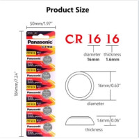 ราคา ของแท้ CR2032 ถ่านกระดุม Panasonic รุ่น CR2032 CR2025 CR2016 CR1632 CR1620 CR1616 CR1220 3V Lithium Battery พร้อมส่ง 1 Pack มี 5 pcs (21458385968)