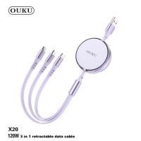 ราคา OUKU X20 3in1 สายชาร์จ 3 หัว พร้อมตลับเก็บสายชาร์จ Fast Charger 120W ความยาว1 2 เมตร สำหรับ iOS Micro Type C สายทนทานไม่บิดง่าย พกพาง่าย สะดวกต่อการใช่งาน (20661023624)